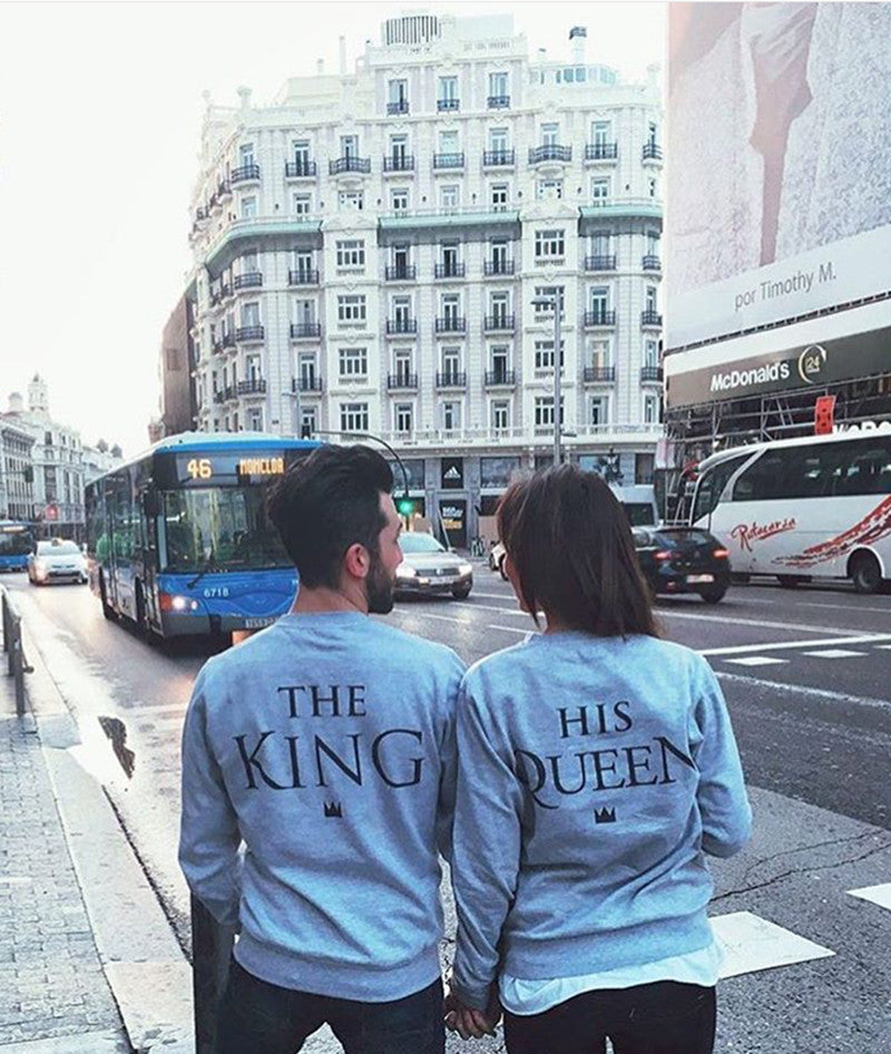 Letter printing couple sweater sweater