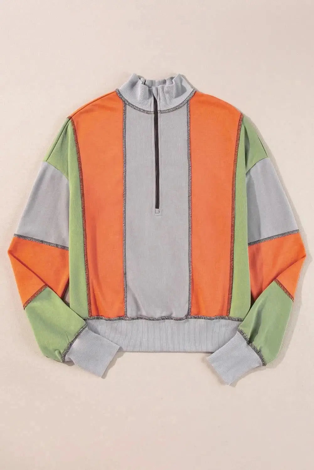 Trendsi Women's Color Block Sweatshirt With Exposed Seam — Relaxed Fit