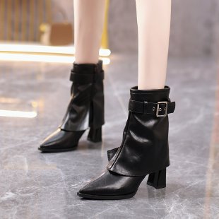 Stylish Pointed-toe Chunky-heel Fashion Boots