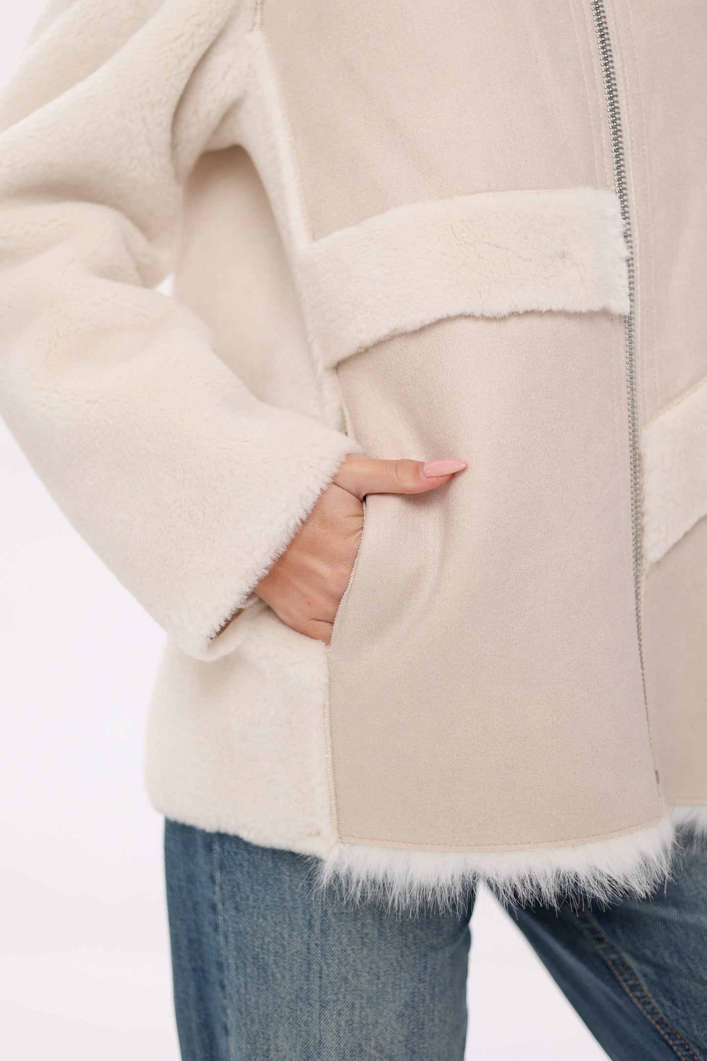 ⇆ Chaqueta Reversible con Capucha de Mezcla de Lana