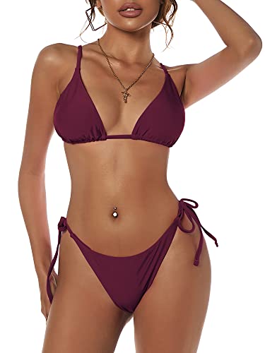 Bright Swimwear - Women's Triangle Bikini Floral String Bikini Set Two Piece Swimsuit Bathing Suits