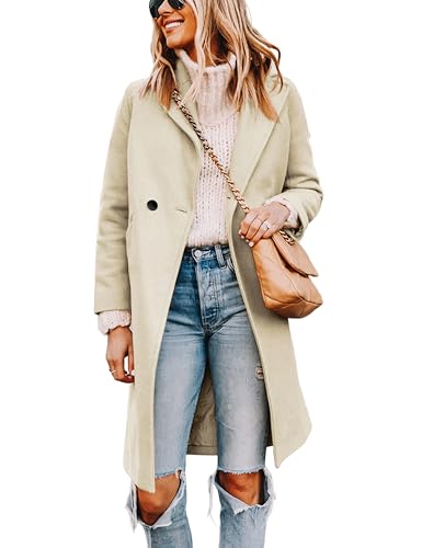 Blue Coat - Tanming Womens Notch Lapel Double Breasted Wool Blend Mid Long Pea Trench Coat