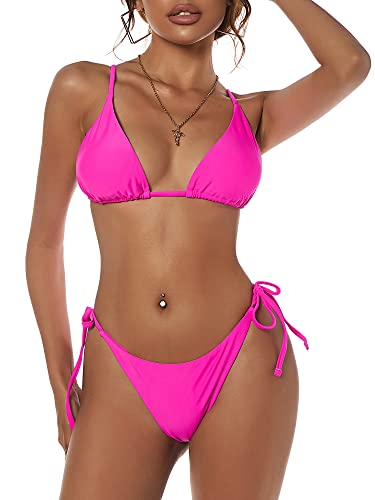 Bright Swimwear - Women's Triangle Bikini Floral String Bikini Set Two Piece Swimsuit Bathing Suits