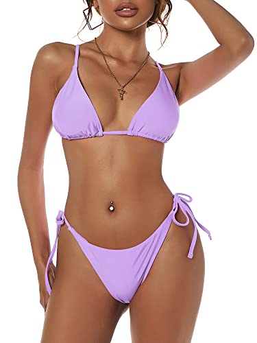 Bright Swimwear - Women's Triangle Bikini Floral String Bikini Set Two Piece Swimsuit Bathing Suits