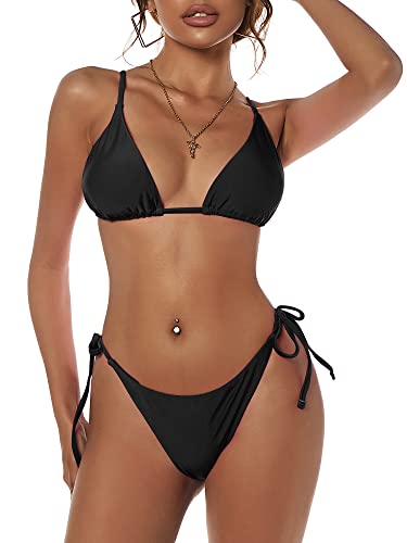 Bright Swimwear - Women's Triangle Bikini Floral String Bikini Set Two Piece Swimsuit Bathing Suits