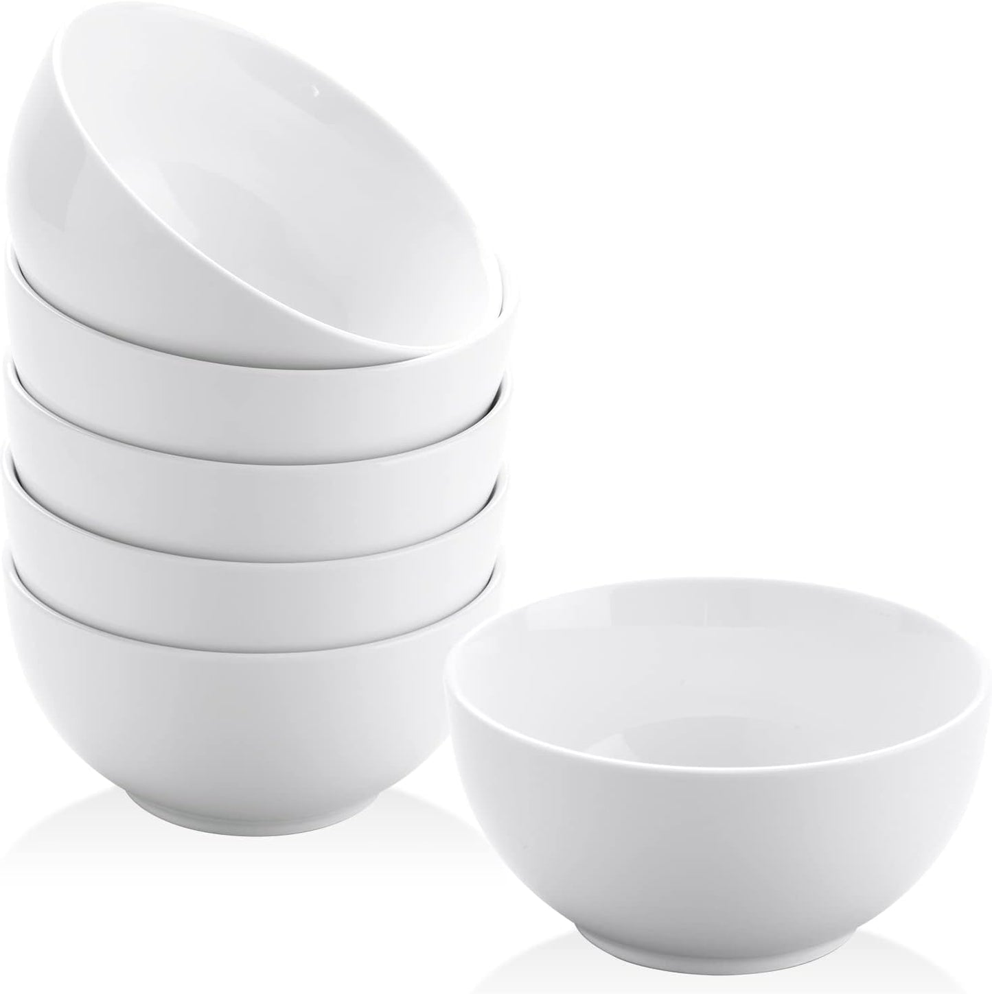 Yedio Small Bowls Set, White Ceramic Bowls of 6, 10 oz Porcelain Bowl for Kitchen Dessert Rice Side Dish Snack Soup Fruits Cereal Ice Cream, Microwave Dishwasher Freezer Oven Safe Easy Clean Stackable