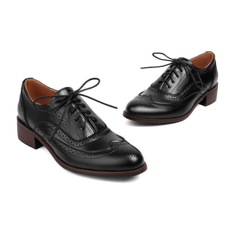 Women's Color Matching Round-Toe Lace-Up Heels