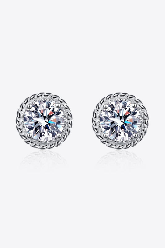 Pendientes de 2 quilates de moissanita de plata de ley 925