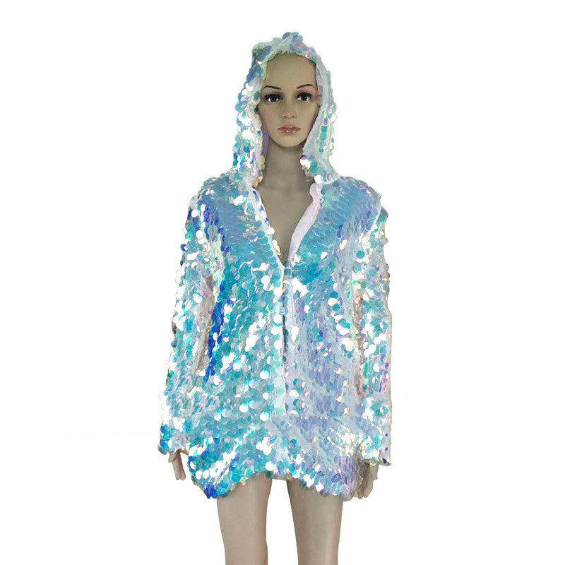 Chaqueta creativa exterior luminosa Chaqueta de lentejuelas con luz Consulte la tabla de tallas en "más detalles"