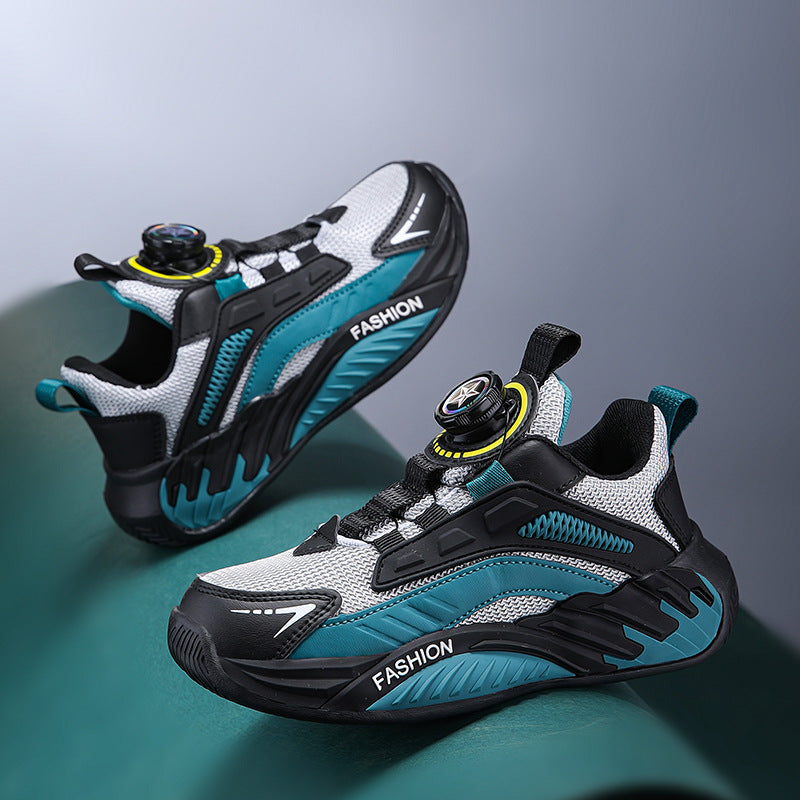 New Autumn Non-Slip Soft-Soled Running Sneakers With Rotating Buckles For Older And Teenage Kids