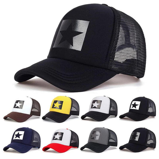 Gorra de béisbol de esponja con estampado de letra de estrella de cinco puntas