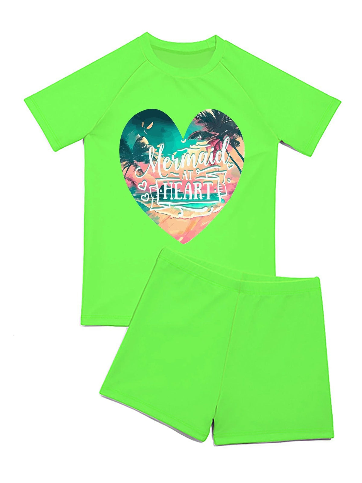 Mermaid at Heart Short Sleeved 2-piece Swimwear for Children (Front Printing)