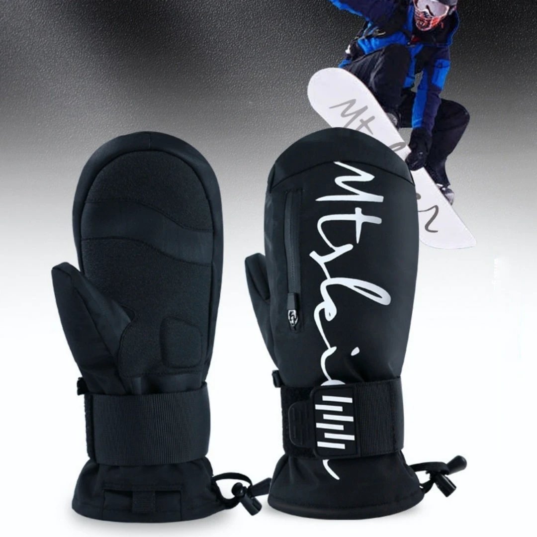 Men's Built-in Wristband Shock Absorption Veneer Warm Waterproof Ski Gloves