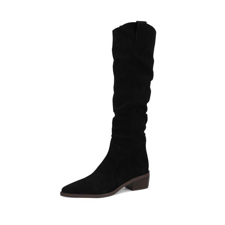 Women's V-Cut Knee-High Chunky Sole Boots