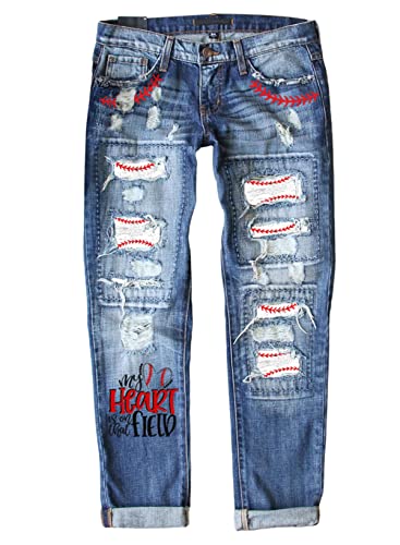 American Flag Pants - Astylish Womens Plaid Patch Ripped Boyfriend Distressed Stretch Skinny Denim Jeans with Hole