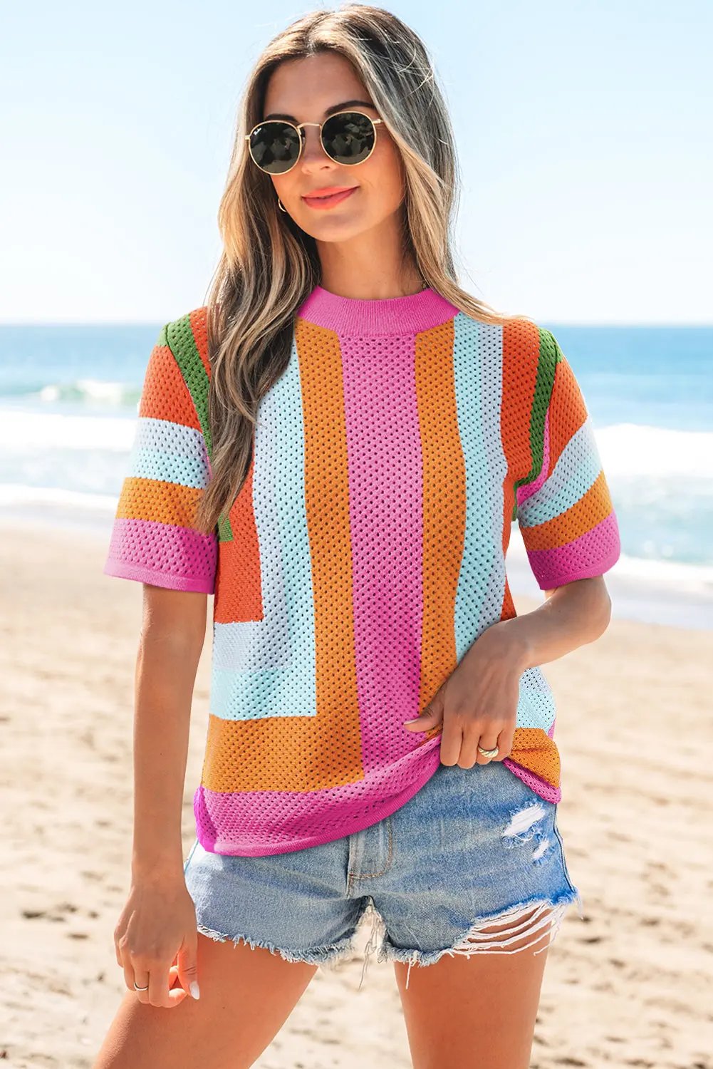 Women's Knit Sweater Knit Sweater - Soft Colorblock - Women's Casual Top