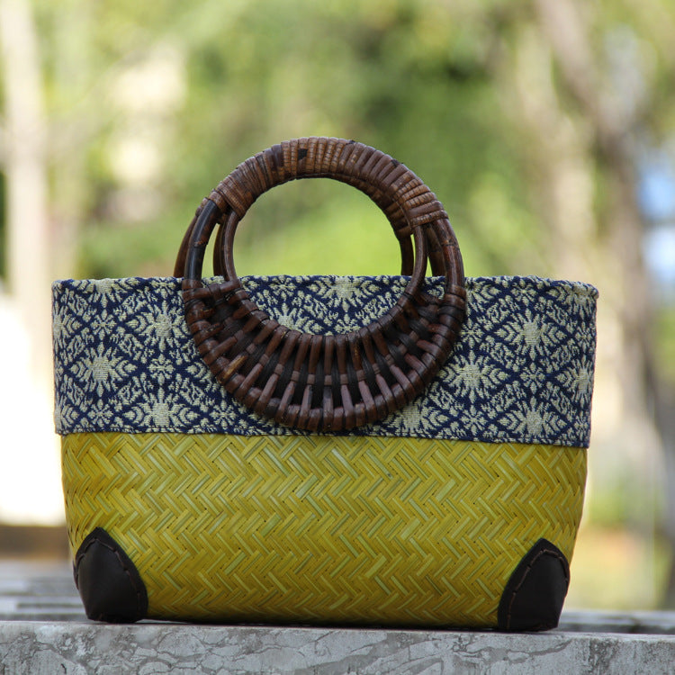 Women's Ethnic Style Bamboo Woven Handbag