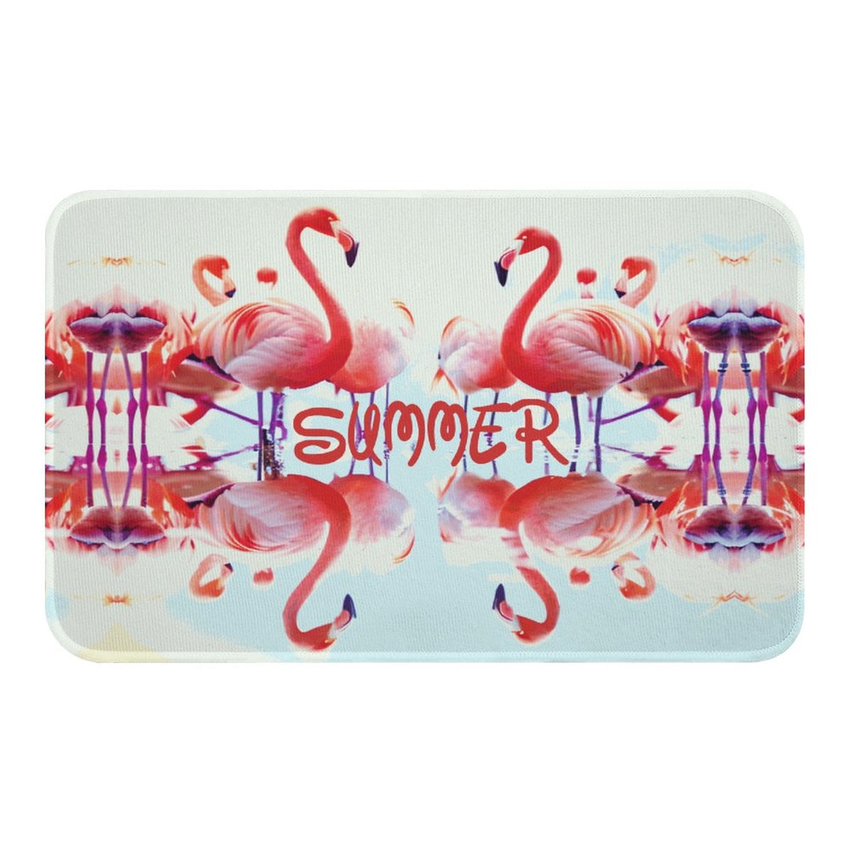 Pink Flamingos Summer Design Crystal Velvet Bath Mat (Made in USA)