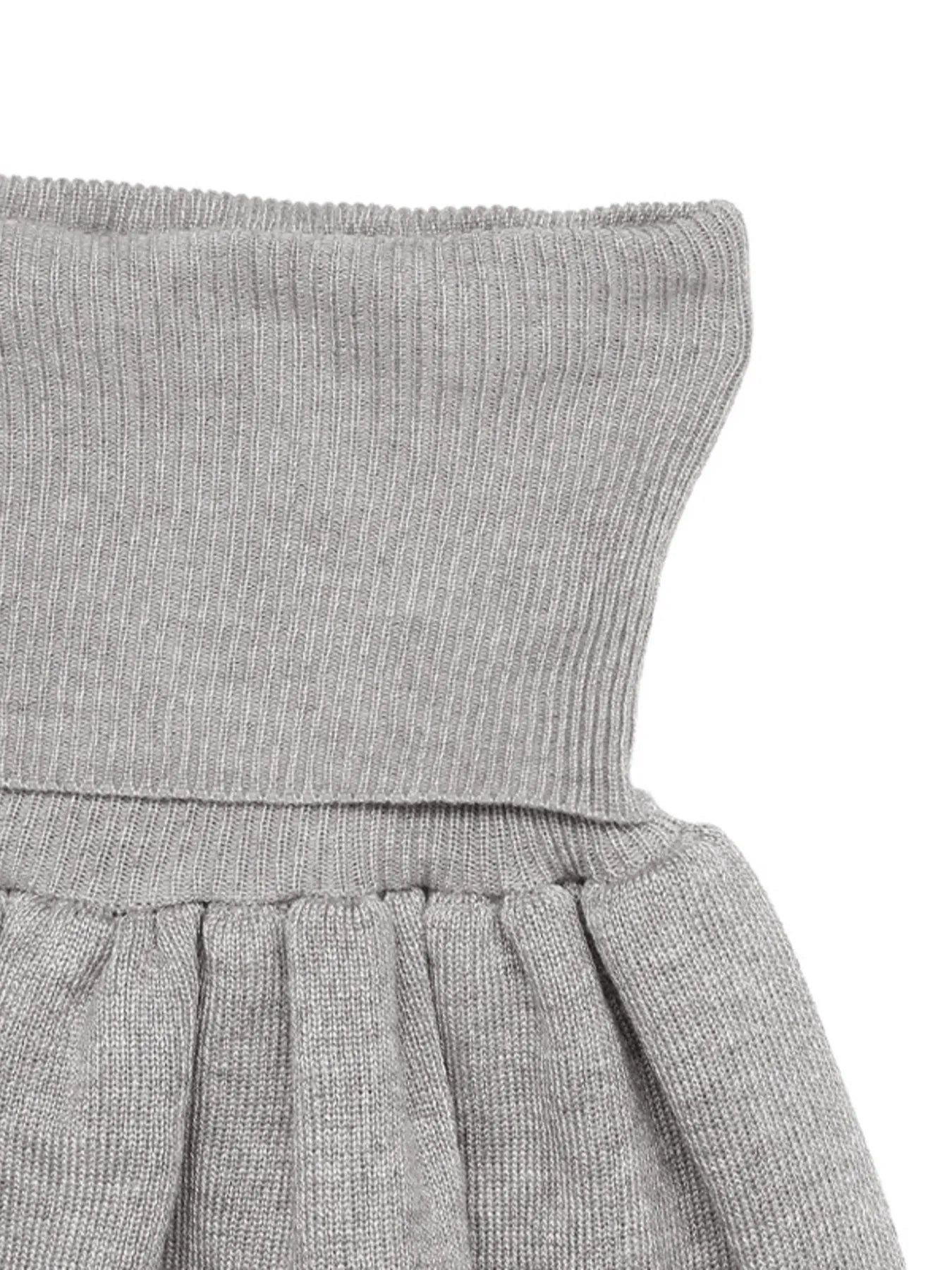 Conjunto de punto de top de manga larga y falda acanalados