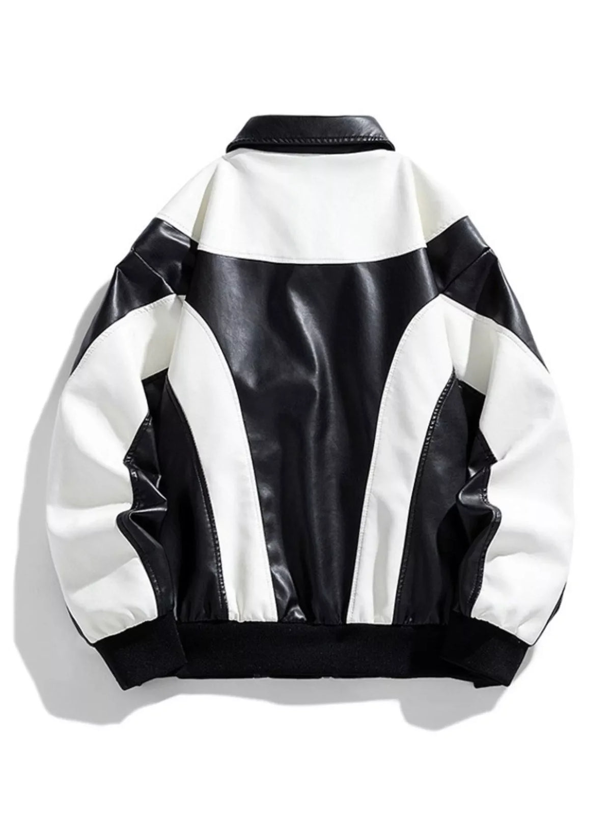 Men's Two-Tone Retro Style Faux Leather Jacket