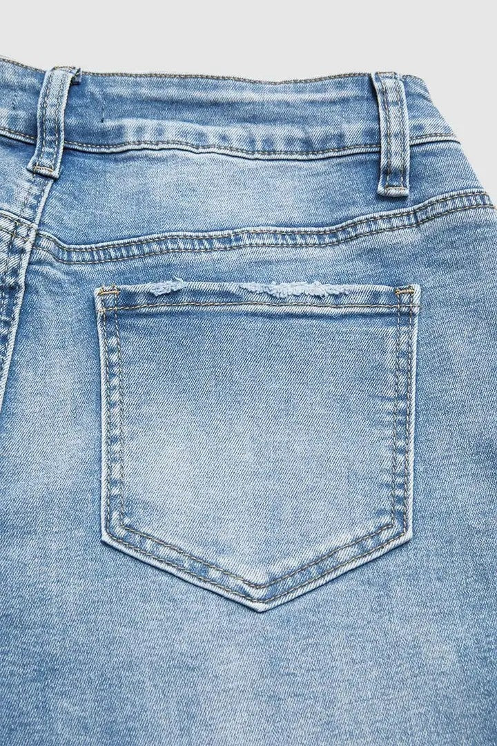 Pantalones Vaqueros Boyfriend de Tiro Bajo y Cortos para Mujer, Vaqueros de Pierna Recta de Corte Holgado con Bajo Deshilachado, Pantalones Casuales de Lavado Claro. Ver tabla de tallas en "más detalles".