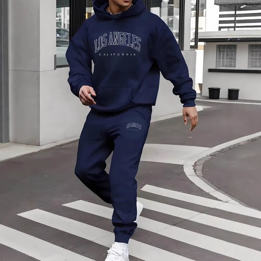 Traje con estampado de letras y forro polar para hombre