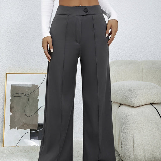 Pantalones de pernera ancha y recta de color liso para mujer