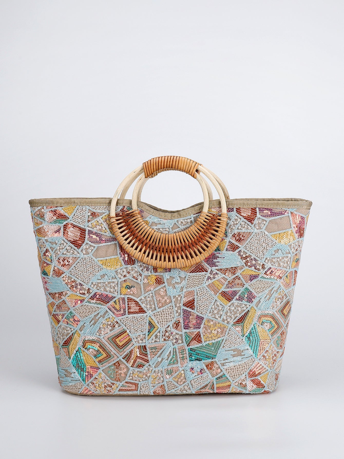 Large-Capacity Woven Sequin Tote Bag Handbag