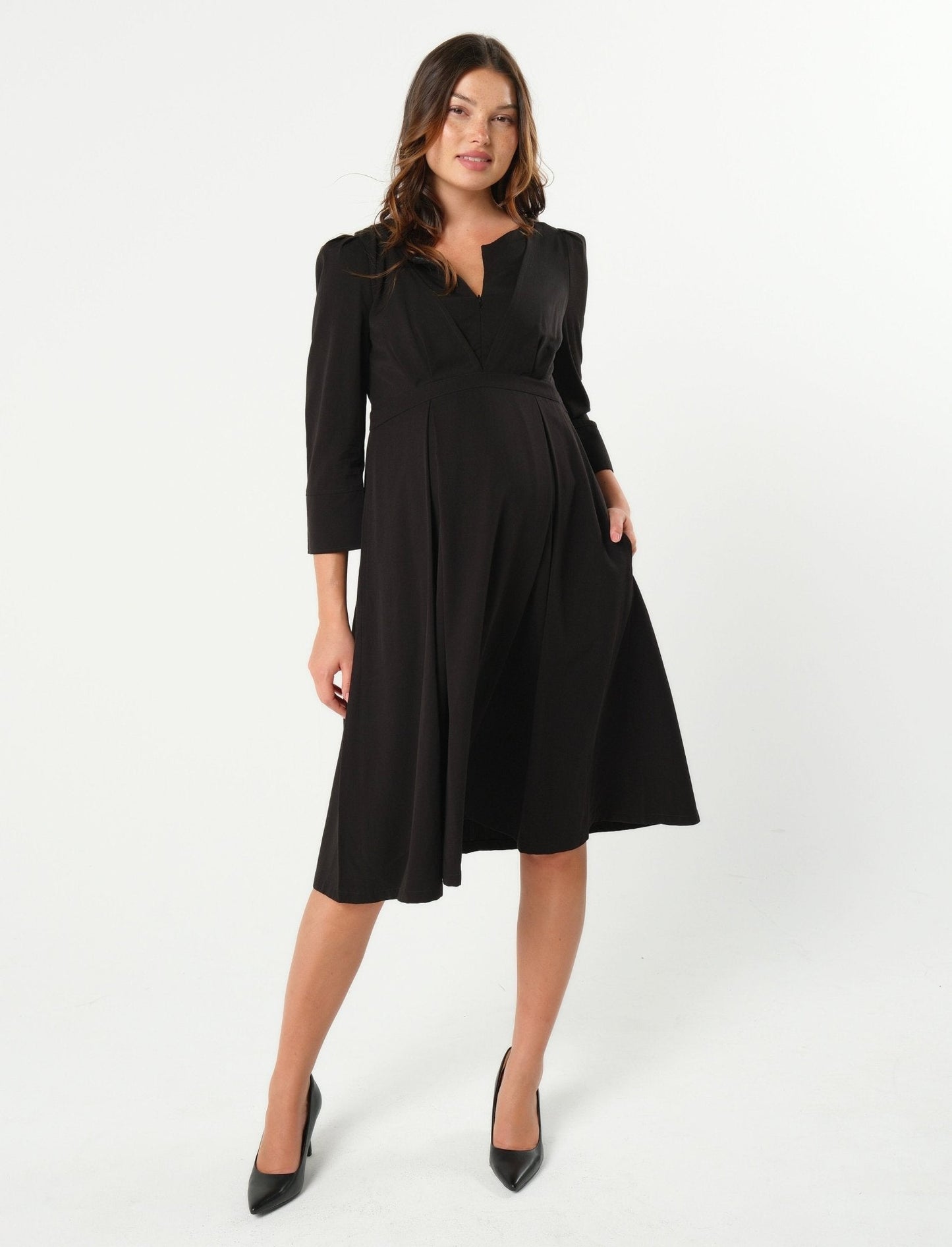 Vestido de maternidad y lactancia Sarah Empire en TENCEL (tallas normales y pequeñas)