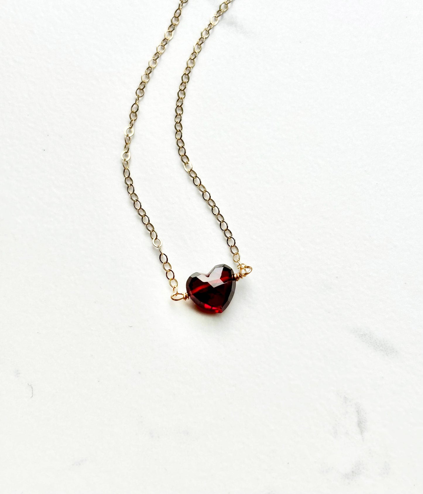 Garnet Heart Necklace