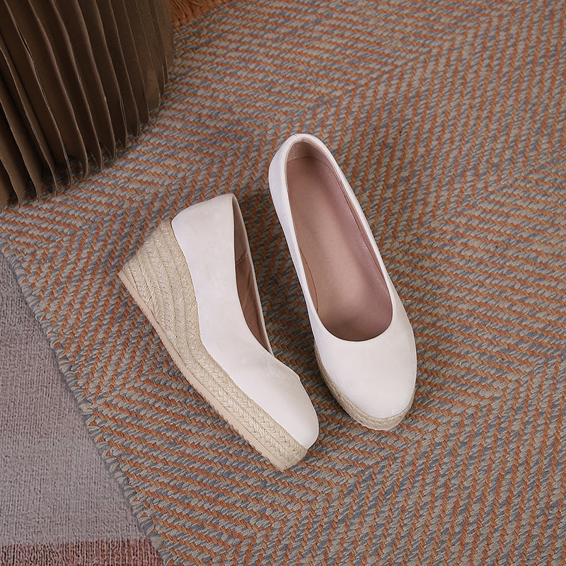 Wedge Thick Bottom Shallow Mouth High-Heel Pumps