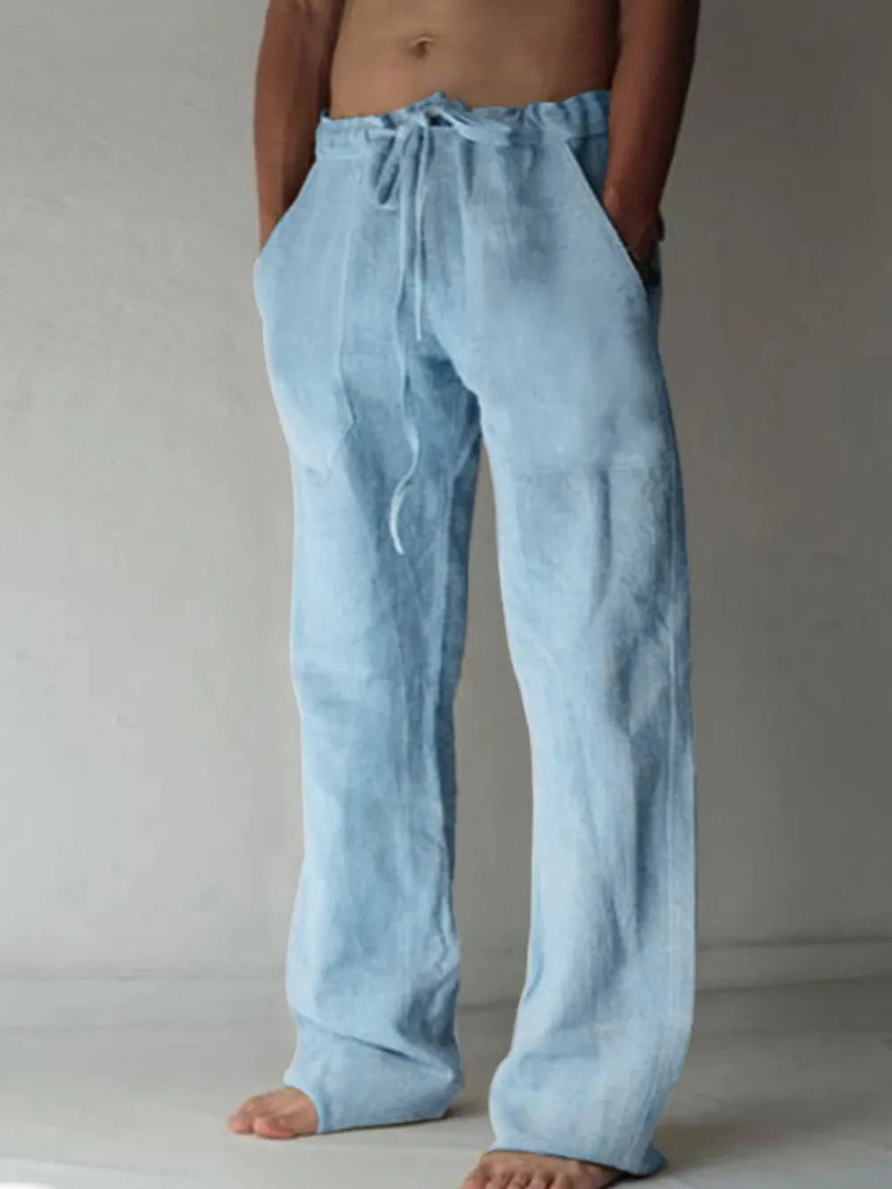 Pantalones de hombre de talla grande con cordón y corte holgado