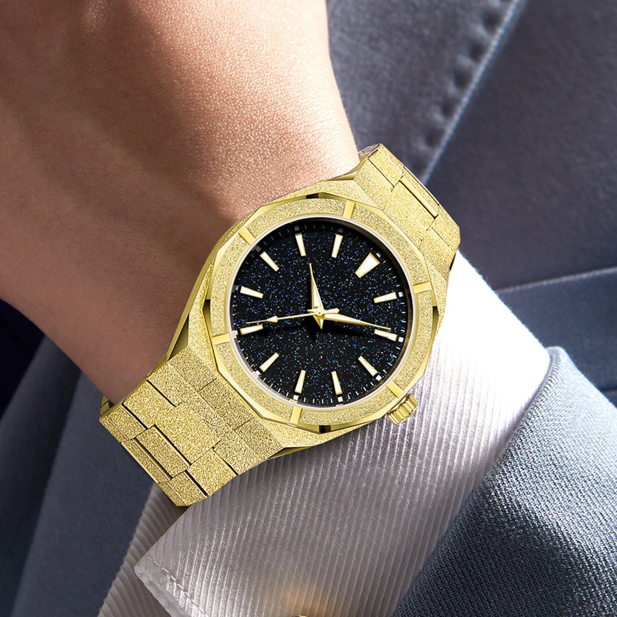 Men's Stainless Steel Frosted Luminous Business Watch
