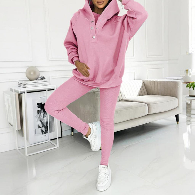Conjunto de tres piezas de color liso para mujer