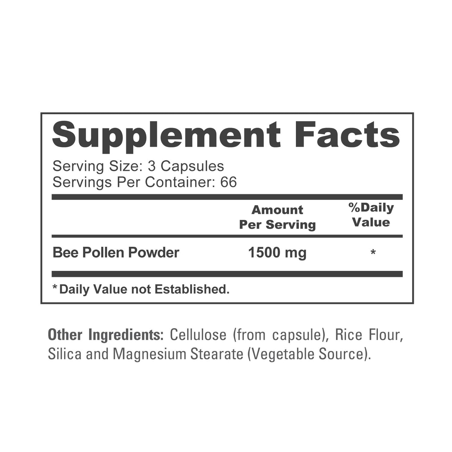 NusaPure Bee Pollen 1500mg 200 Veggie Caps (100% Vegetarian, Non-GMO, Vegan) Naturally Occurring Proteins, Aminoacids