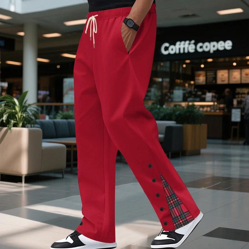 Contrast Color Drawstring No Fly Straight Track Sweatpants
