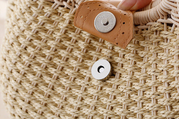 Women's Woven Rattan Travel Handbag Travel Bag