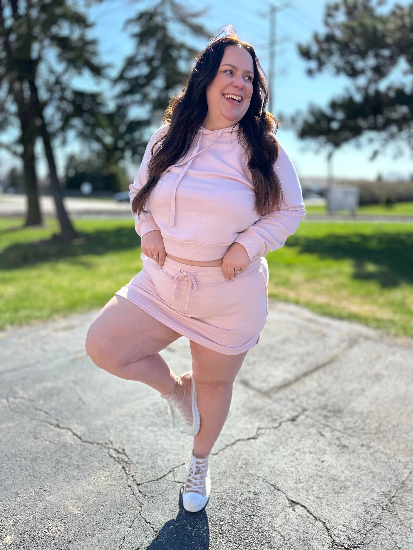 Sudadera con capucha "Had Me in the First Half" en rosa bebé