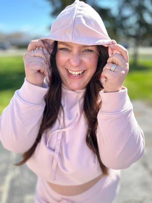 Sudadera con capucha "Had Me in the First Half" en rosa bebé