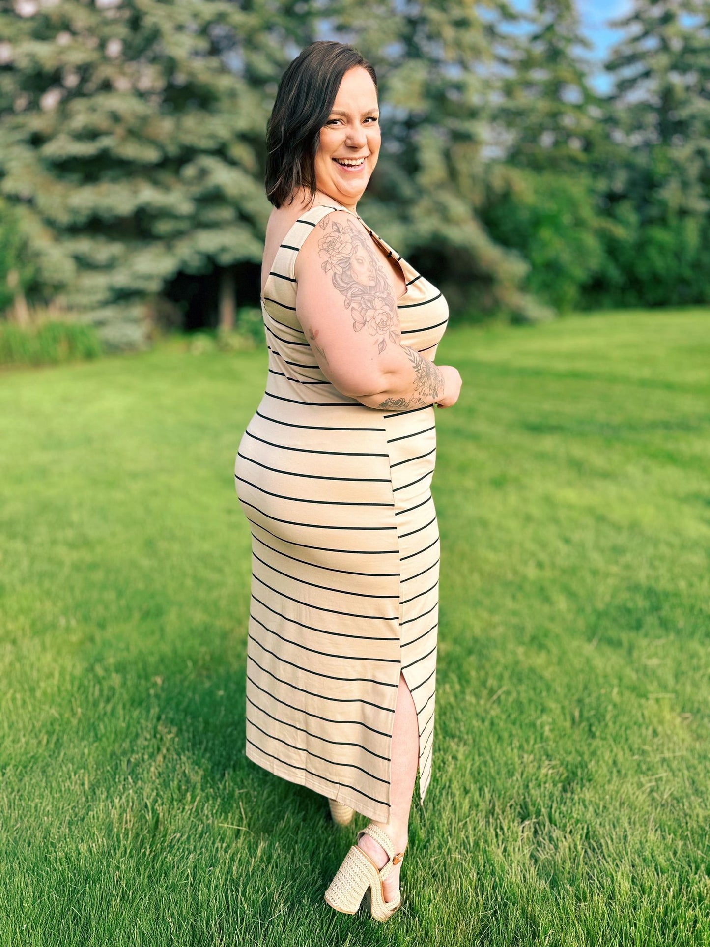 Maxivestido sin mangas Still Got it en caqui