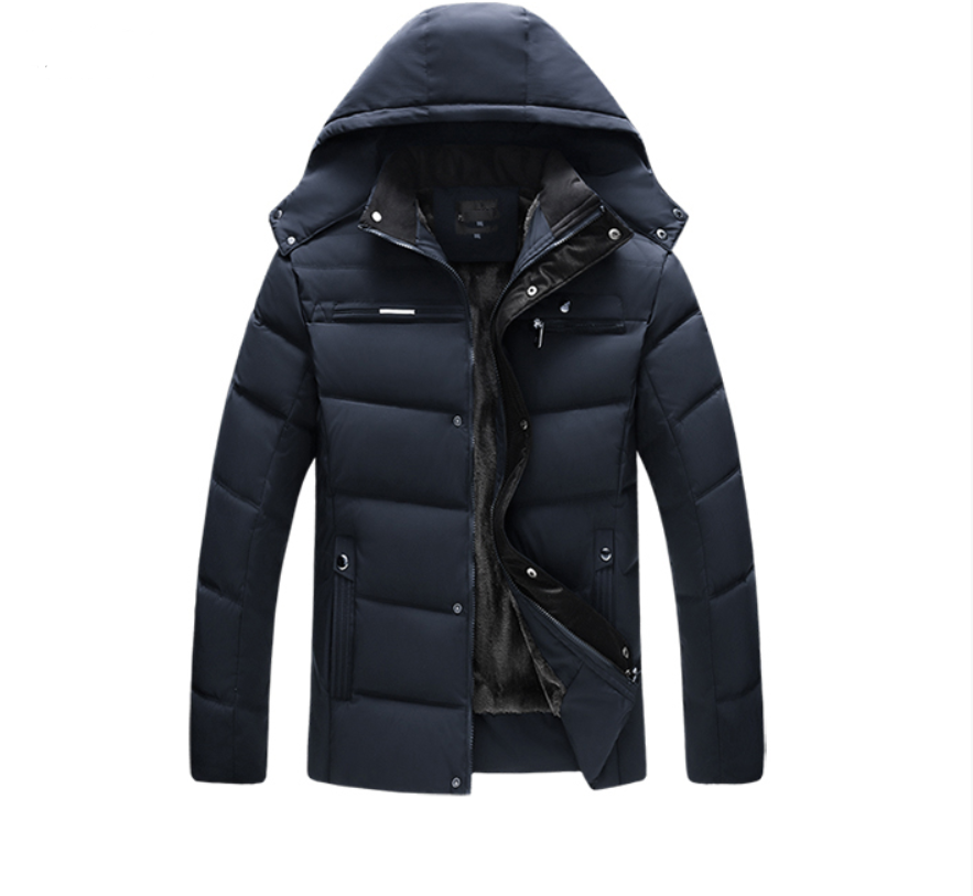 Men's Winter Wool Hooded Jacket with Fleece Lining