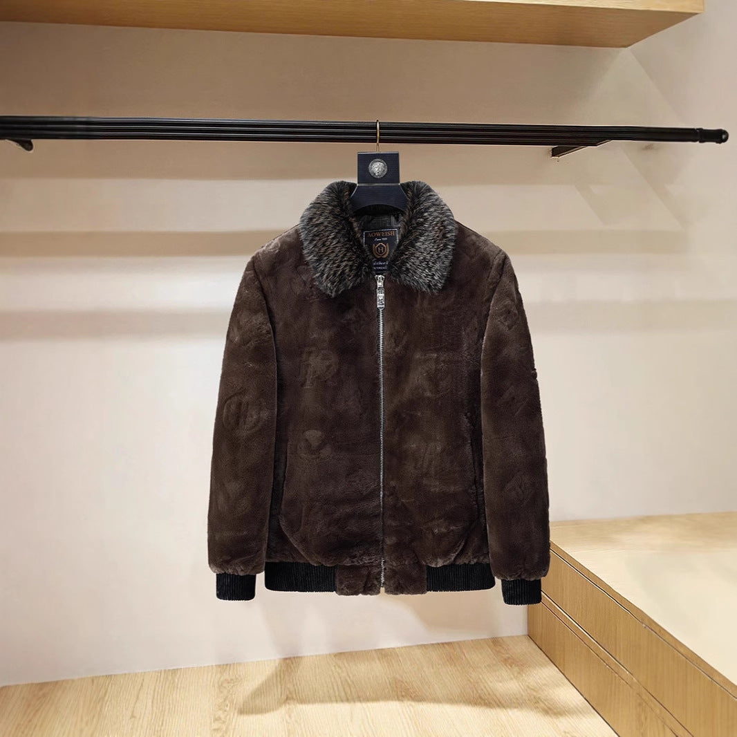 Mens Western-style Jacket Fur Coat Sweater