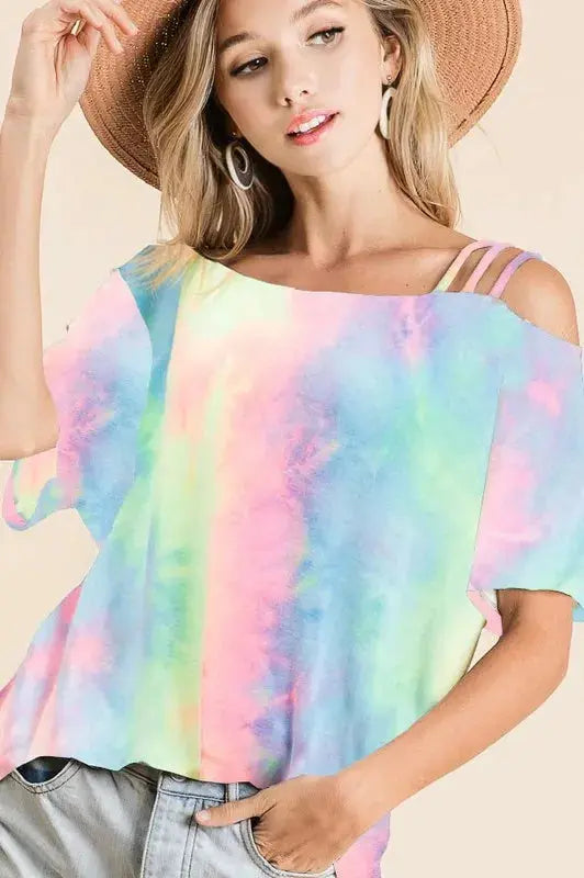 One Shoulder Top Women's Top - Tie Dye One Shoulder - Trendy Style