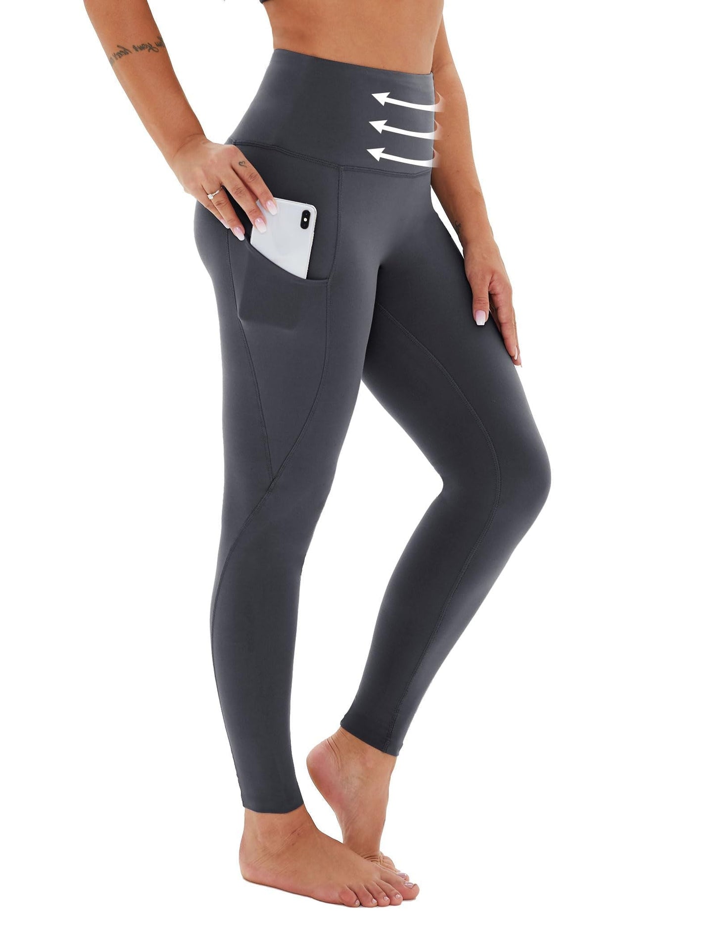 Pantalones Capri de Yoga de Talle Alto con Bolsillos Diagonales