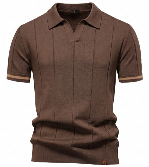 2026Summer High Quality European Size Pineapple Wool Polo Shirt Men's Business Seagull Collar Men's Short Sleeve Sweater Polo