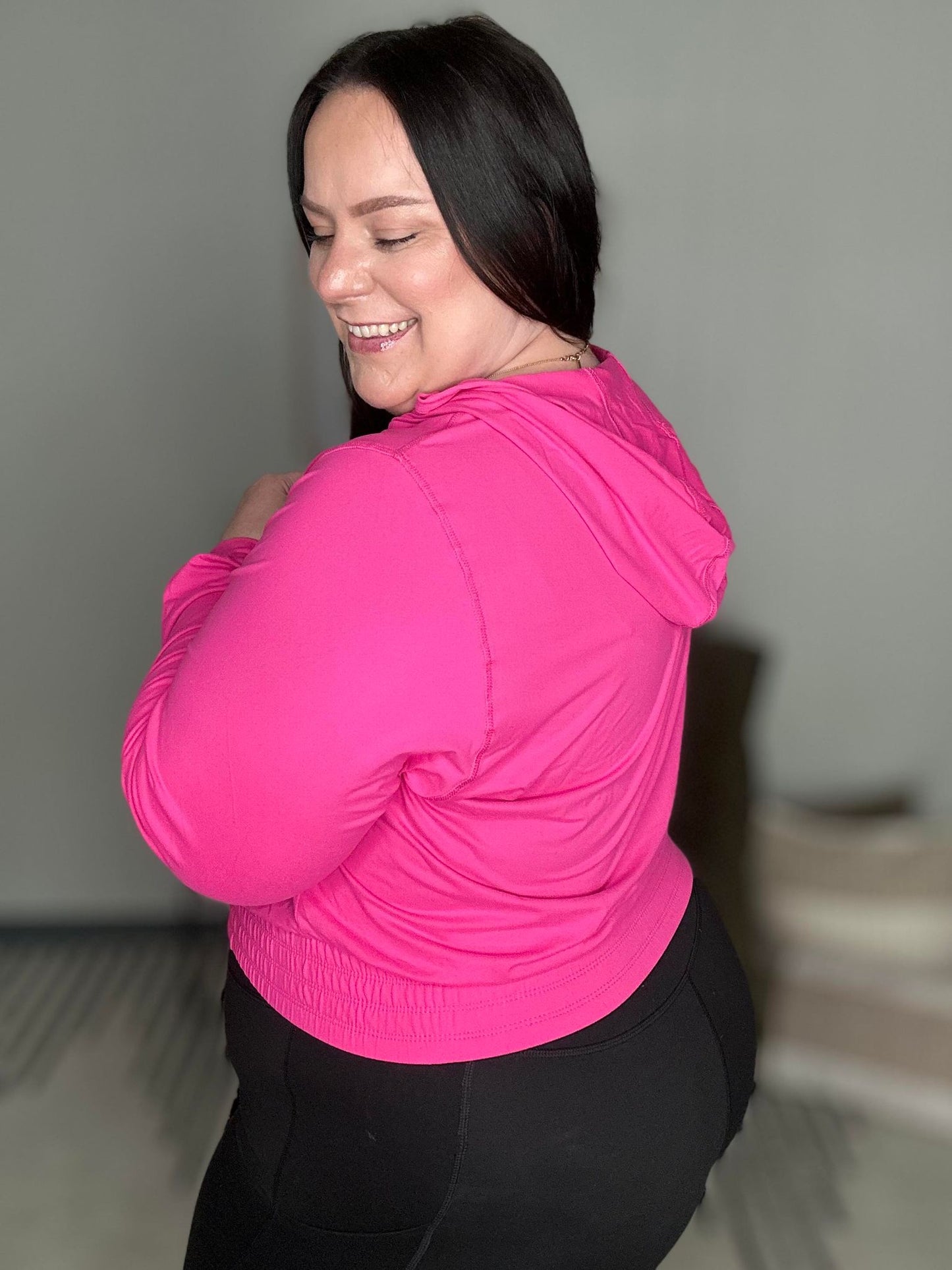 Sudadera con capucha de media cremallera Morning Run en negro