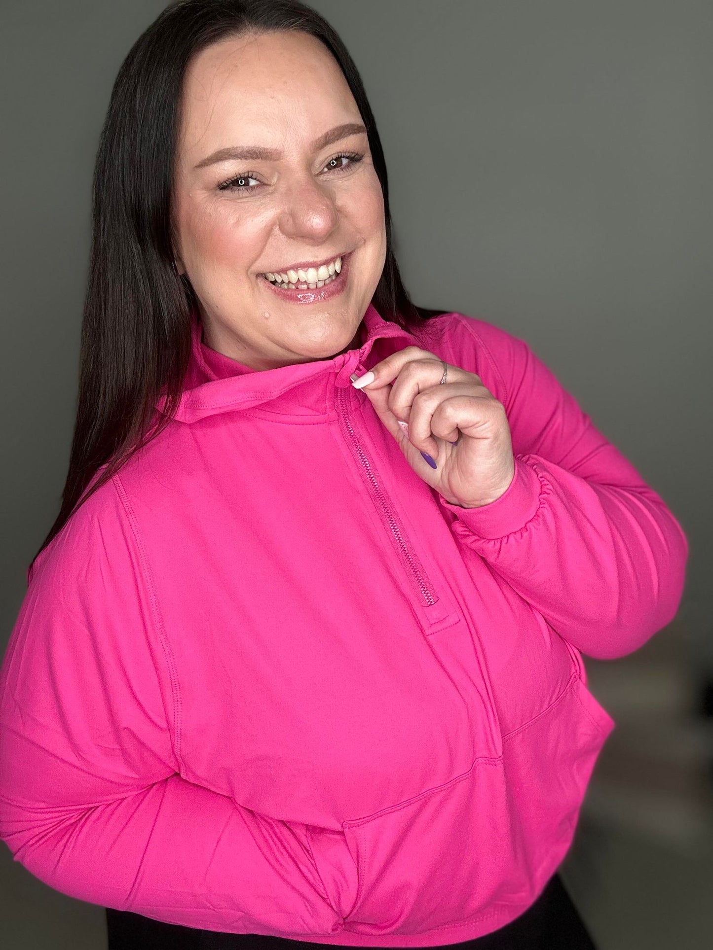 Sudadera con capucha de media cremallera Morning Run en negro