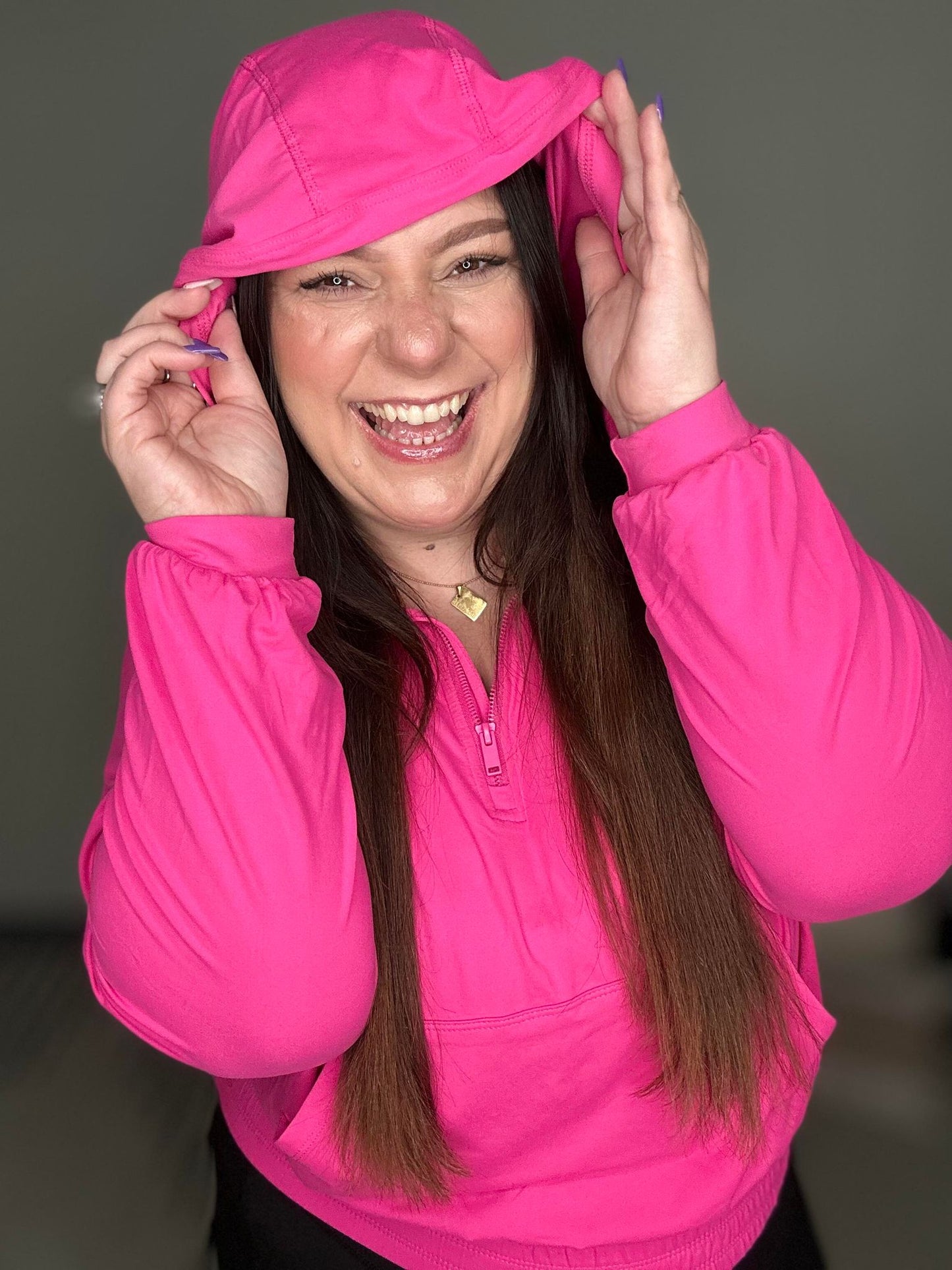 Sudadera con capucha de media cremallera Morning Run en negro