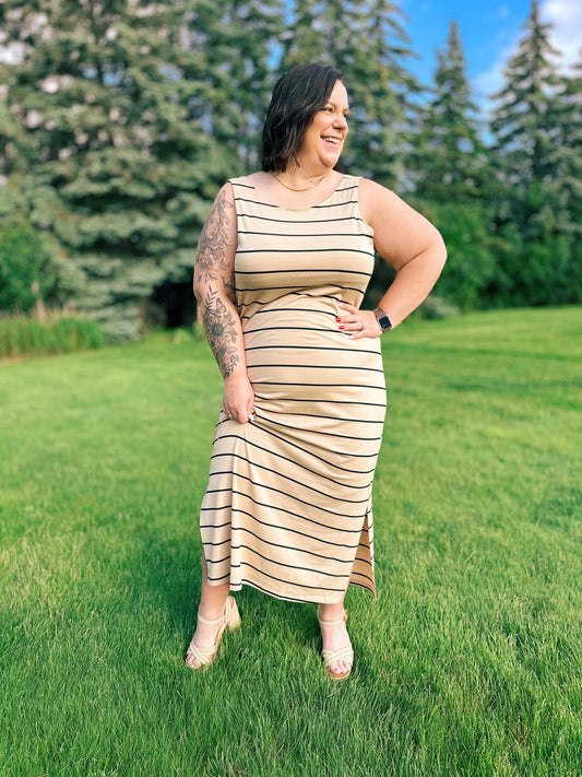 Maxivestido sin mangas Still Got it en caqui