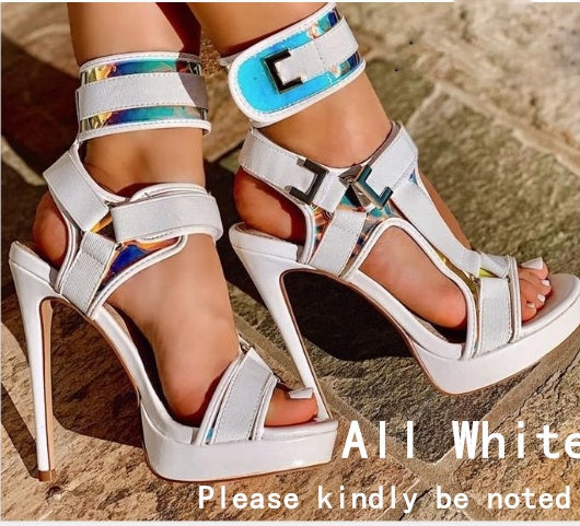 Women's Buckle Super High-Heel Platform Sandals